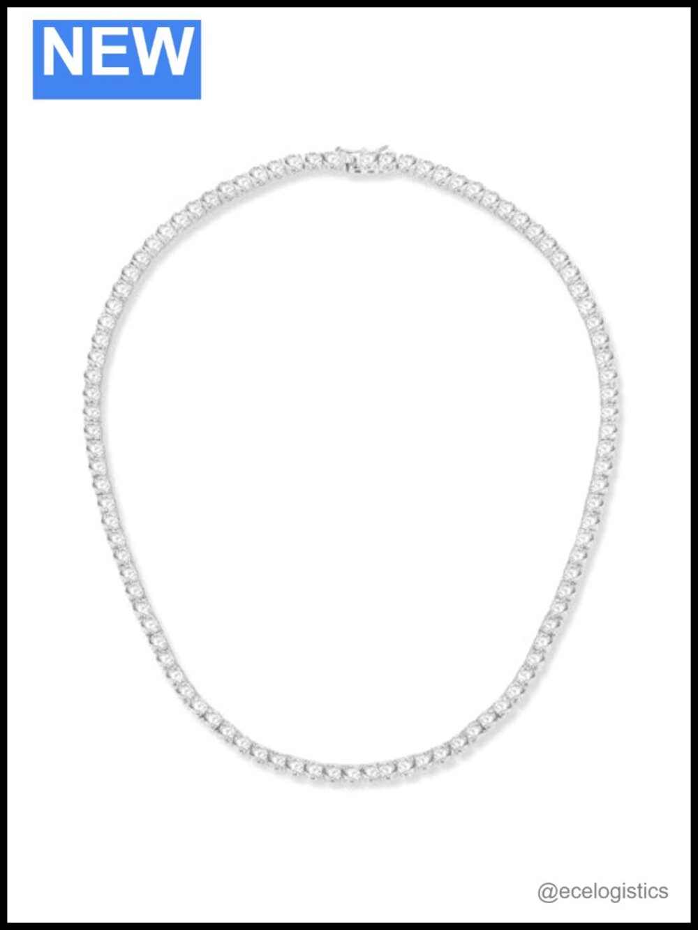 4mm Cubic Zirconia Tennis Necklace 18K White Gold Plated 18 Inch